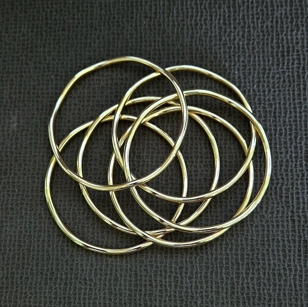 House🏠 of Harlow 1960 Set of Six6️⃣, Thin, Wavy🌊, Gold💛 Bangle Bracelets - Picture 13 of 15